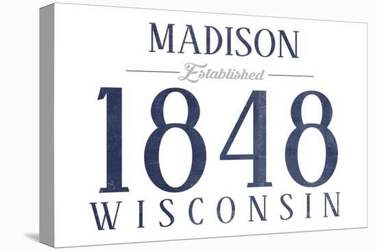 Madison, Wisconsin - Established Date (Blue)-Lantern Press-Stretched Canvas