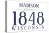 Madison, Wisconsin - Established Date (Blue)-Lantern Press-Stretched Canvas