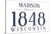 Madison, Wisconsin - Established Date (Blue)-Lantern Press-Stretched Canvas