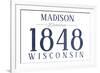 Madison, Wisconsin - Established Date (Blue)-Lantern Press-Framed Art Print