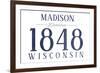 Madison, Wisconsin - Established Date (Blue)-Lantern Press-Framed Art Print