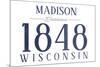 Madison, Wisconsin - Established Date (Blue)-Lantern Press-Mounted Art Print