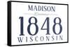 Madison, Wisconsin - Established Date (Blue)-Lantern Press-Framed Stretched Canvas