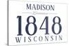 Madison, Wisconsin - Established Date (Blue)-Lantern Press-Stretched Canvas