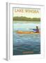 Madison, Wisconsin -Lake Wingra - Kayaker-Lantern Press-Framed Art Print