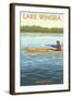 Madison, Wisconsin -Lake Wingra - Kayaker-Lantern Press-Framed Art Print