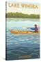 Madison, Wisconsin -Lake Wingra - Kayaker-Lantern Press-Stretched Canvas