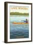 Madison, Wisconsin -Lake Wingra - Kayaker-Lantern Press-Framed Art Print
