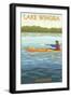 Madison, Wisconsin -Lake Wingra - Kayaker-Lantern Press-Framed Art Print