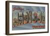 Madison, Wisconsin - Large Letter Scenes-Lantern Press-Framed Art Print