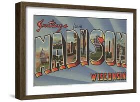 Madison, Wisconsin - Large Letter Scenes-Lantern Press-Framed Art Print