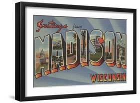 Madison, Wisconsin - Large Letter Scenes-Lantern Press-Framed Art Print