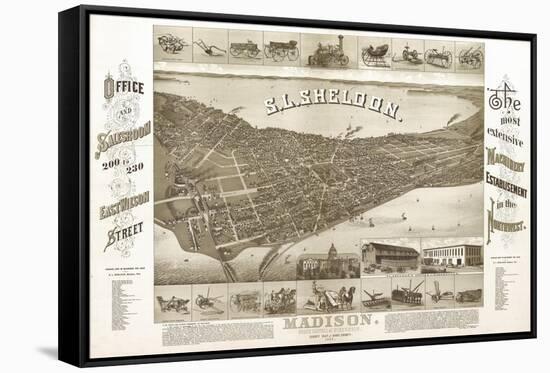 Madison, Wisconsin - Panoramic Map No. 1-Lantern Press-Framed Stretched Canvas