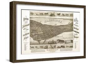 Madison, Wisconsin - Panoramic Map No. 1-Lantern Press-Framed Art Print