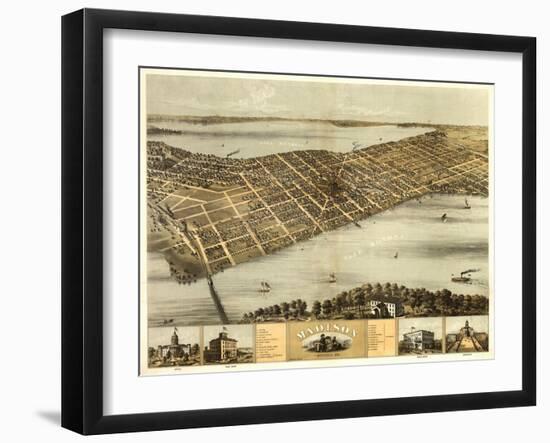 Madison, Wisconsin - Panoramic Map-Lantern Press-Framed Art Print