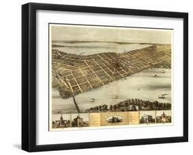 Madison, Wisconsin - Panoramic Map-Lantern Press-Framed Art Print