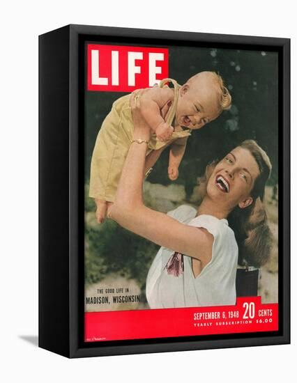 Madison, Wisconsin Resident Jeanne Parr North and her Son, Crahles Noth III, September 6, 1948-Alfred Eisenstaedt-Framed Stretched Canvas