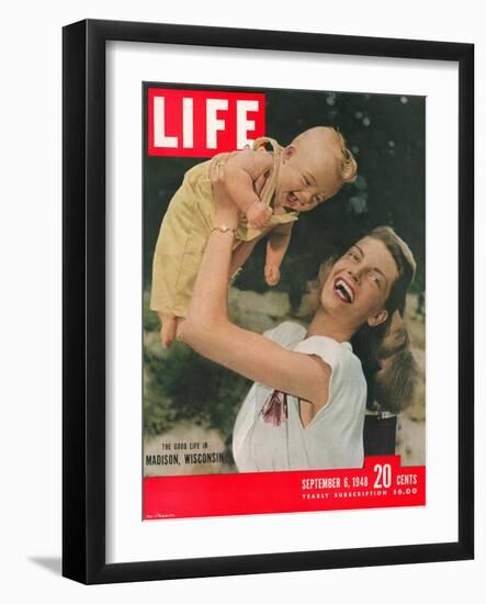 Madison, Wisconsin Resident Jeanne Parr North and her Son, Crahles Noth III, September 6, 1948-Alfred Eisenstaedt-Framed Photographic Print