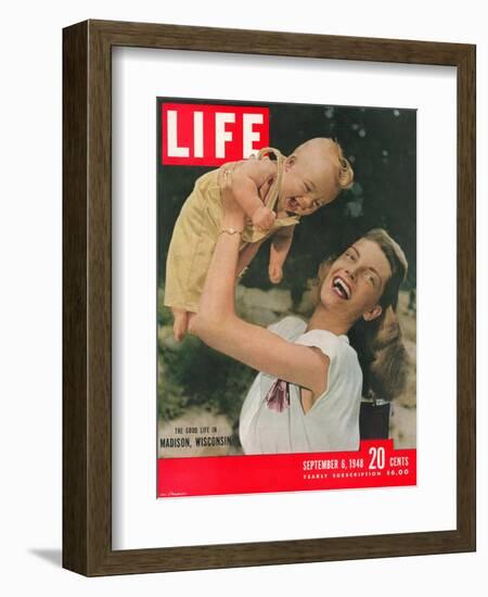 Madison, Wisconsin Resident Jeanne Parr North and her Son, Crahles Noth III, September 6, 1948-Alfred Eisenstaedt-Framed Photographic Print