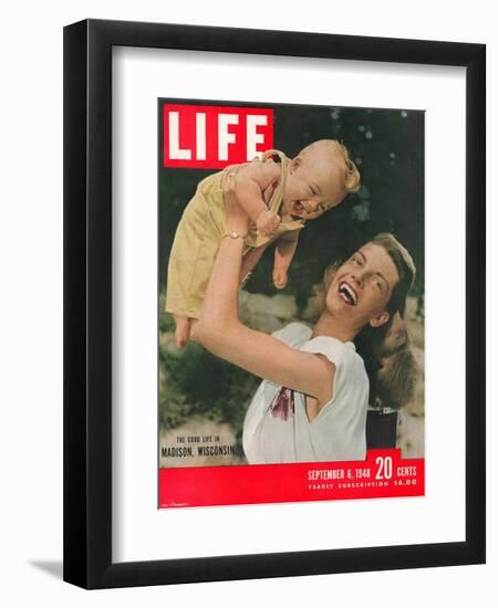 Madison, Wisconsin Resident Jeanne Parr North and her Son, Crahles Noth III, September 6, 1948-Alfred Eisenstaedt-Framed Photographic Print