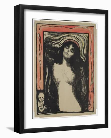 Madonna, 1895 (Colour Litho with Gouache on Paper)-Edvard Munch-Framed Giclee Print