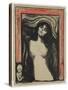 Madonna, 1895 (Colour Litho with Gouache on Paper)-Edvard Munch-Stretched Canvas