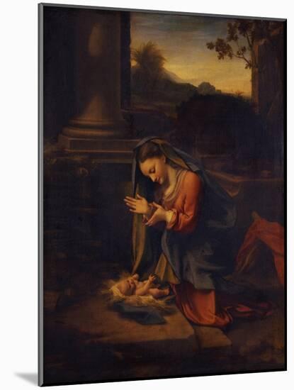 Madonna Adoring the Child, C. 1525-Correggio-Mounted Giclee Print