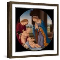 Madonna Adoring the Child with the Infant Saint John the Baptist and an Angel, c.1492-Lorenzo di Credi-Framed Giclee Print