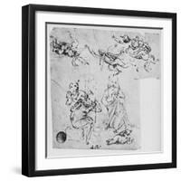 'Madonna Adoring the Infant Christ and Other Figures', c1480 (1945)-Leonardo Da Vinci-Framed Giclee Print