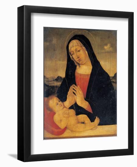 Madonna Adoring the Sleeping,17th c. copy from 15th c. Bellini Giovanni. Brera Art Gallery, Milan-Giovanni Bellini-Framed Art Print