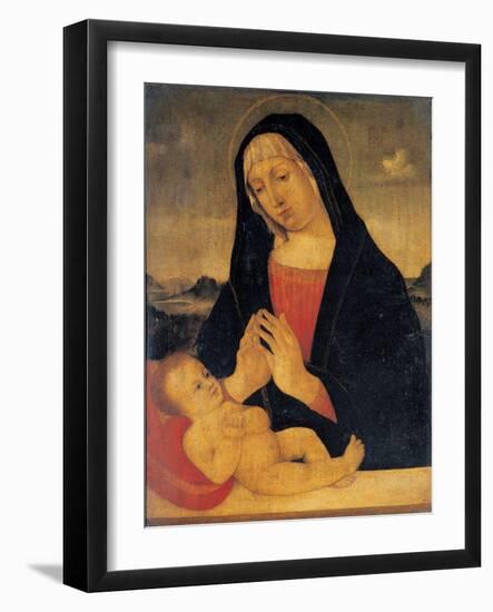 Madonna Adoring the Sleeping,17th c. copy from 15th c. Bellini Giovanni. Brera Art Gallery, Milan-Giovanni Bellini-Framed Art Print