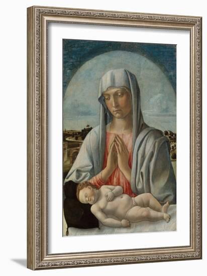 Madonna Adoring the Sleeping Child, c.1460-Giovanni Bellini-Framed Giclee Print