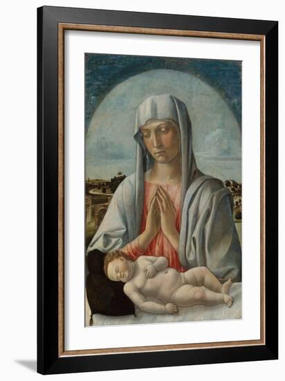 Madonna Adoring the Sleeping Child, c.1460-Giovanni Bellini-Framed Giclee Print