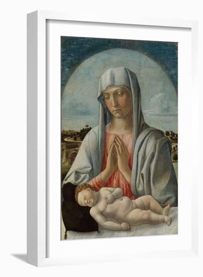 Madonna Adoring the Sleeping Child, c.1460-Giovanni Bellini-Framed Giclee Print