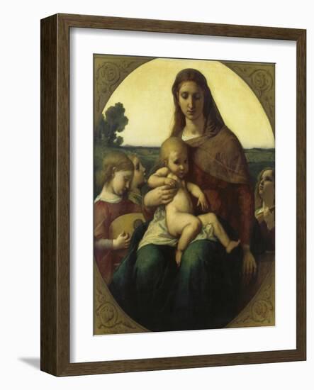 Madonna and Child Amongst Angels Playing Music. 1860-Anselm Feuerbach-Framed Giclee Print