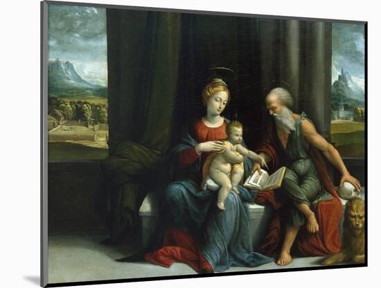 Madonna and Child and St. Jerome, C.1530S (Oil on Panel)-Benvenuto Tisi Da Garofalo-Mounted Giclee Print