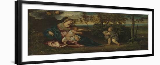 Madonna and Child and the Infant Saint John in a Landscape, 1540-50-Polidoro Lanzani-Framed Giclee Print