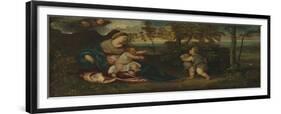 Madonna and Child and the Infant Saint John in a Landscape, 1540-50-Polidoro Lanzani-Framed Giclee Print