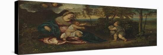 Madonna and Child and the Infant Saint John in a Landscape, 1540-50-Polidoro Lanzani-Stretched Canvas