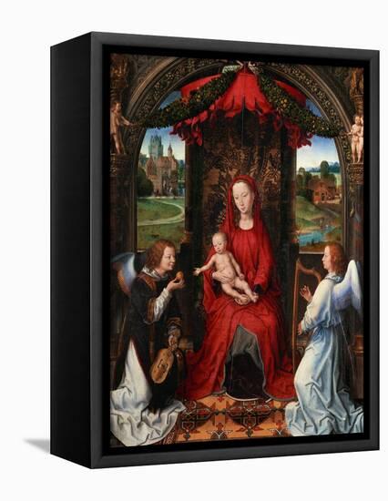 Madonna and Child, Angel with Violin in His Hand; Landscape with Farmhouse and Castle-Hans Memling-Framed Stretched Canvas