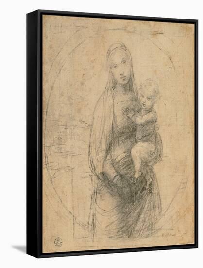 Madonna and Child at Two Thirds Figure-Sanzio Raffaello-Framed Stretched Canvas