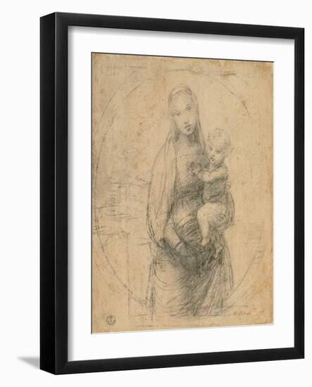 Madonna and Child at Two Thirds Figure-Sanzio Raffaello-Framed Giclee Print