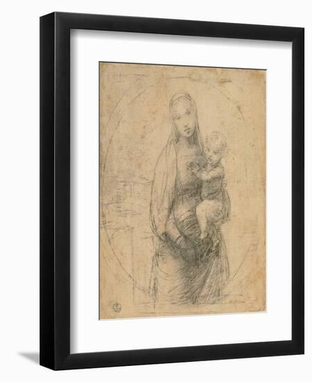 Madonna and Child at Two Thirds Figure-Sanzio Raffaello-Framed Giclee Print