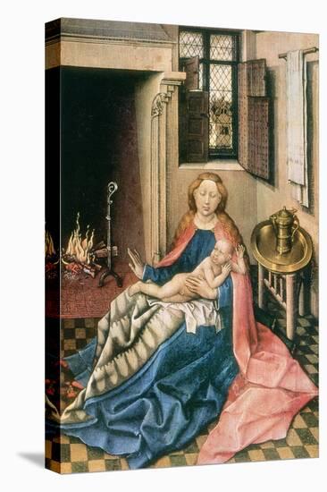 Madonna and Child before a Fireplace, 1430S-Robert Campin-Stretched Canvas