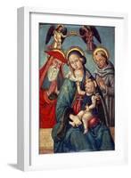 Madonna and Child Being Crowned by Two Angels, with St. Jerome and St. Francis, C.1500-null-Framed Giclee Print