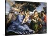 Madonna and Child Between Saints Catherine of Alexandria and Thomas-Lorenzo Lotto-Stretched Canvas