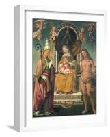 Madonna and Child Between Saints Fabian and Sebastian-Bartolomeo Della Gatta-Framed Giclee Print