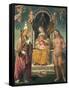 Madonna and Child Between Saints Fabian and Sebastian-Bartolomeo Della Gatta-Framed Stretched Canvas