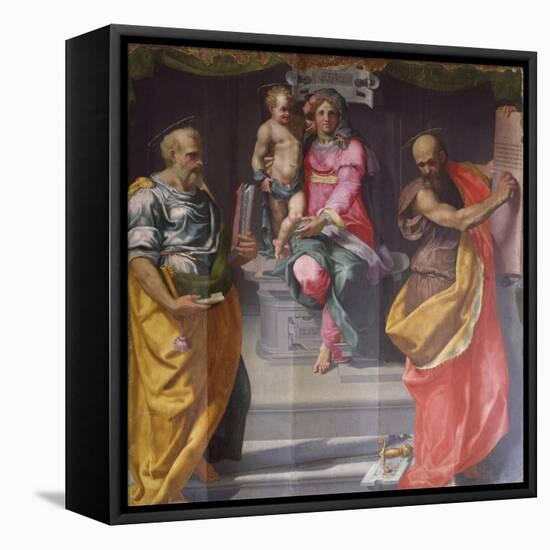 Madonna and Child Between Saints Peter and Paul-Daniele Da Volterra-Framed Stretched Canvas