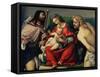 Madonna and Child Between Saints Roch and Sebastian-Lorenzo Lotto-Framed Stretched Canvas